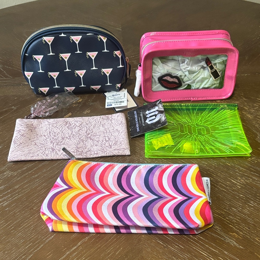 Mac, Clinique, Urban Decay, Victoria’s Secret Cosmetic Bags 5 pcs Bundle